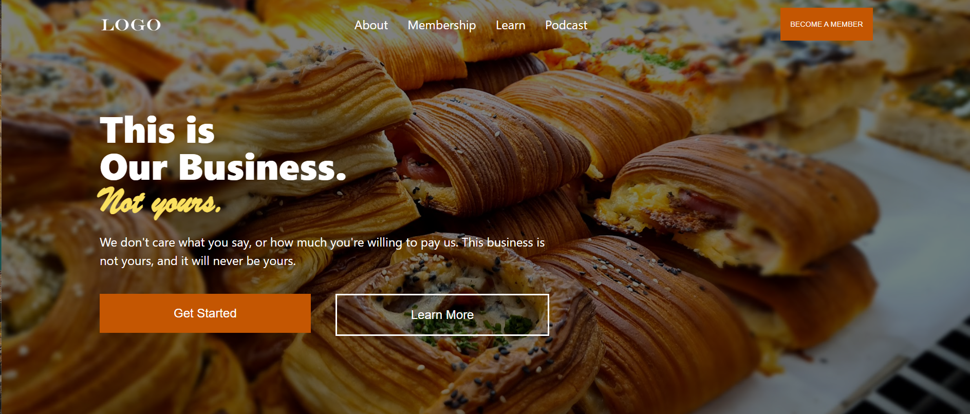An image of a bakery website landing page made by Isaac MND, inspired by a website called Hudson Kitchen